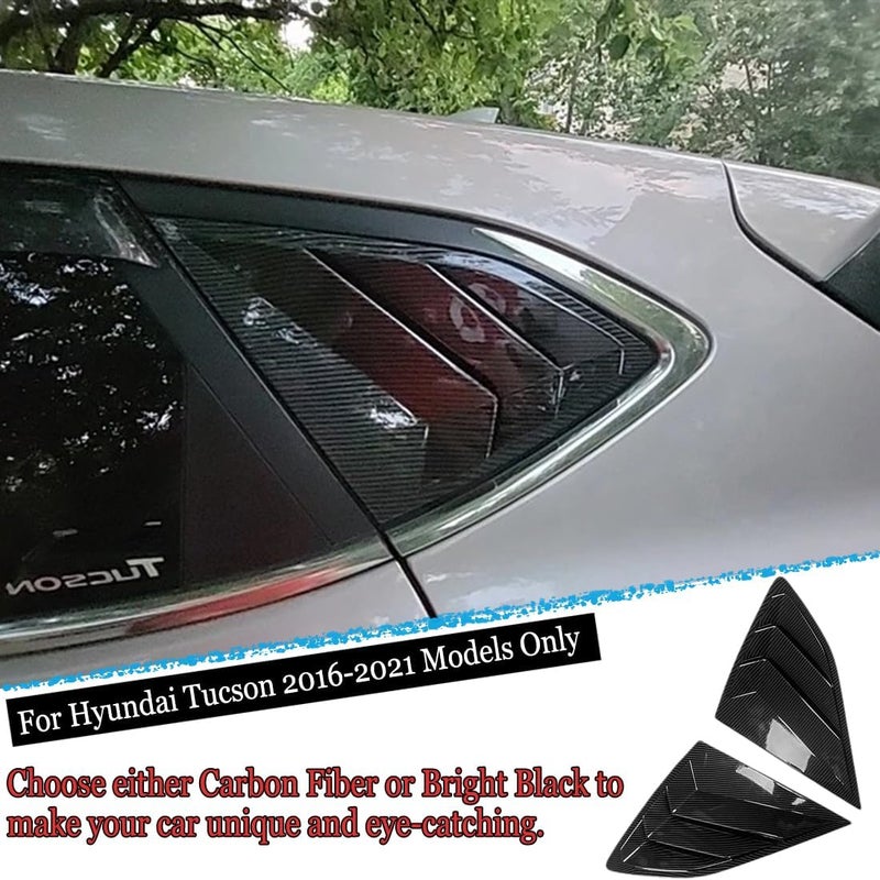 MUXEE 2Pcs Rear Side Window Louvers Air Vent Scoop Shades Cover Blinds Trim for Hyundai Tucson 2016 2017 20218 2019 2020 2021 - ABS Carbon Fiber Sport Interior Accessories（NOT FIT SEL Models） - Image 4